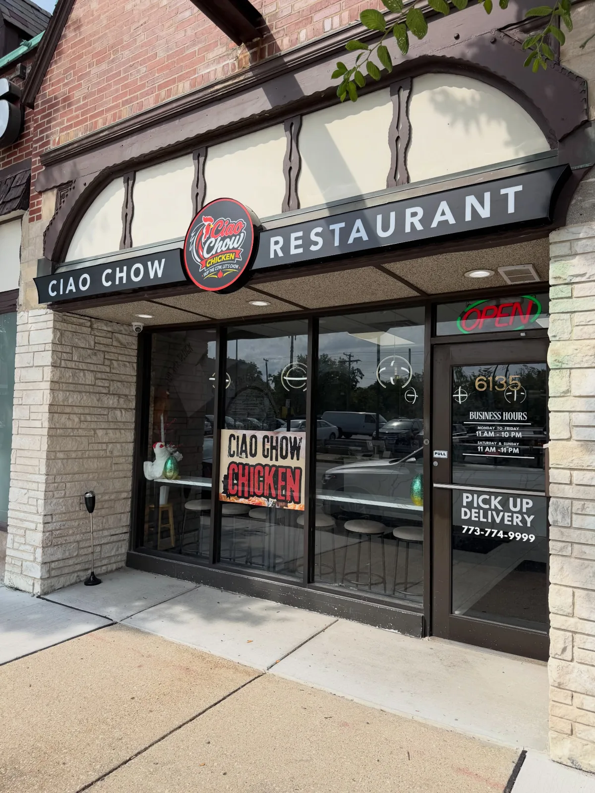 Illuminated Lightbox Sign for Ciao Chow Restaurant installed in Chicago, IL